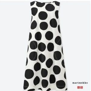 Marimekko x Uniqlo Dress Size L Black White Polka Dot Spot A Line Shift Pockets